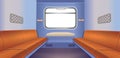 Train interior inside view with window. Train travel.Vector illustration. Royalty Free Stock Photo