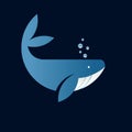 Whale, blue, seabed, powerful, swimming, bubbles. Royalty Free Stock Photo