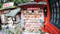 Wooden amulet wishing prayer of blessing or marriage hanging on wall trees temples shrines