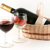 Wineglass with red wine and strawberry Stock Photo