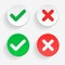 0001-checkmark Green Tick and red cross of approved and reject Circle symbols YES and NO button for vote, decision, web. Vector