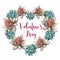 006s.epsValentine`s day. Succulent heart. Holiday card. Valentine. Watercolor. Vector.