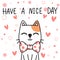 008 Cute Adorable Hand drawn Baby cat kitten family greeting cartoon doodle