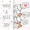 008 Cute Adorable Hand drawn Baby cat kitten family greeting cartoon doodle