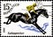 01 16 2020 Divnoe Stavropol Territory Russia postage stamp USSR 1982 series Soviet Horse-Breeding Kabardin breed horse with rider