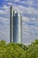 01 June 2019 Vienna, Austria - Millennium Tower on Danube river, modern business centre in Vienna