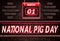 01 March, National Pig Day, Neon Text Effect on Bricks Background