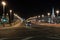02/06/2018 Russia, Moscow. Night illumination on Moscow`s streets. View of Sofiyskaya Embankment and Bolshoy Moskvoretsky Bridge a