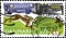 02 10 2020 Divnoe Stavropol Krai Russia the postage stamp Denmark 1992 Protect the Environment Hare, Eurasian sky lark cars