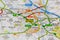 02-18-2021 Portsmouth, Hampshire, UK Milton Keynes and surrounding areas shown on a road map or geography map