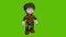 02 animated cartoon boy walking  and smiling with green sceen background