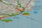 03/04/2020 Portsmouth, Hampshire, UK Folkestone and Dover in Kent Shown on a road map or Geography map