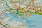 03/04/2020 Portsmouth, Hampshire, UK Poole in Dorset Shown on a road map or Geography map