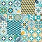 048_Lisbon geometric Azulejo tile vector pattern, Portuguese or Spanish retro old tiles mosaic