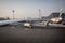 05.03.2018, Dubai, UAE: Airbus A320 docked in Dubai international airport, preparing for take off. Emirates Airlines plane