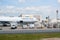 05/26/2019. Frankfurt Airport, Germany. Boeing 777 Freighter in Lufthansa cargo depot.