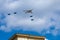 05 May 2021. Russia, Moscow. Rehearsal of the parade on May 9. Flight of the aerobatic groups Swifts and Russian Knights