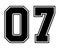 07 Classic Vintage Sport Jersey Number in black number on white background for american football, baseball or basketball