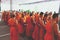 07 december 2018, Thep Khunakon Road, Na Mueang, Chachoengsao, Thailand, Monks recept alms at University for Monks