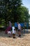 08/10/2020 Portsmouth, Hampshire, UK a group of young children playing in a playgroup with a climbing frame in the background