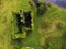 08/18/2019 Galway city, Ireland. Top aerial view on Menlo castle on river Corrib