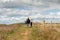 08-29-2020 West Bay, UK. Family enjoying walking on top of Jurassic Cliffs.