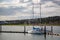 08/30/2020 Port solent, portsmouth, Hampshire, UK Two sailing yachts being loaded before sailing from a jetty