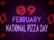 09 February National Pizza Day Neon Text Effect on Bricks Backgrand