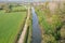 0verhead view of the restored Berks and Wilts canal near Wootton Bassett