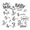 1-9 months baby word set illustration