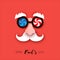 1 April Fools Day. Funny Crazy Mask Glasses and white mustache in paper cut style on red