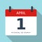 1 April. Fools day. Vector flat daily calendar icon. Date and time, month. Holiday. Modern simple si