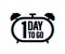 1 Day to go. Countdown timer. Clock icon. Time glitch icon. Count time sale. Vector stock illustration.