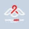 1 December World Aids Day concept with bird holding red ribbon