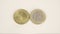 1 Estonian old gold coin and a new 1 Estonia Euro coin