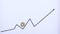 1 GB pound coin Queens head obverse moving up the graph chart