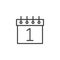 1 january calendar date line icon