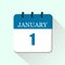 1 january flat daily calendar icon. Vector calendar template for the days of january.