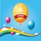 1 june international childrens day background. happy Children day greeting card with balloons, sky , rainbow and clouds