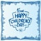 1 june international childrens day cartoon doodle style banner background. happy Children day greeting cad, icon or