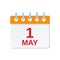 1 May calendar icon. Labor Day. Vector illustration