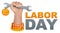 1 may labor day. Hand fist holding wrench. Greeting card template