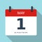 1 May. Workers day. Vector flat daily calendar icon. Date and time, month. Holiday. Modern simple si