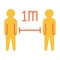 1 meters social distance people icon with modern flat style icon color or colorful