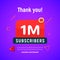 1 million followers vector post 1m celebration. One million subscribers followers thank you congratulation