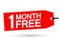 1 month free, sale banner design template, discount tag, vector illustration