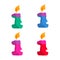 1 year birthday candle flat design vector illustration with different color choice
