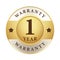 1 year warranty badge gold silver metallic logo