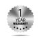 1 year warranty seal stamp, vector label. Hologram stickers labels with silver texture