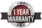 1 year warranty silver metallic round seal badge
